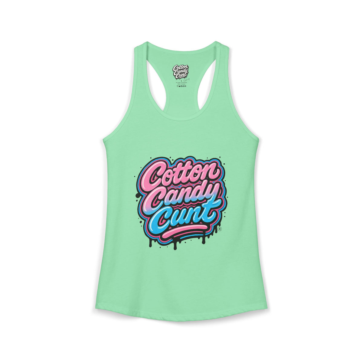 Cotton Candy Cunt Women's Hot Pink Racerback Tank — Design 6