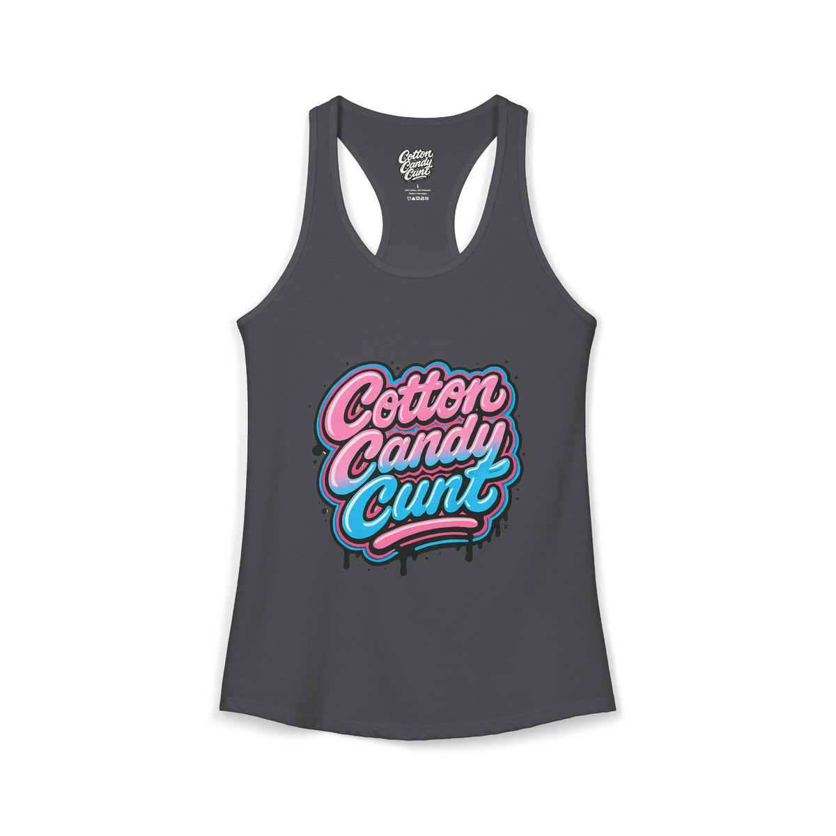 Cotton Candy Cunt Women's Hot Pink Racerback Tank — Design 6