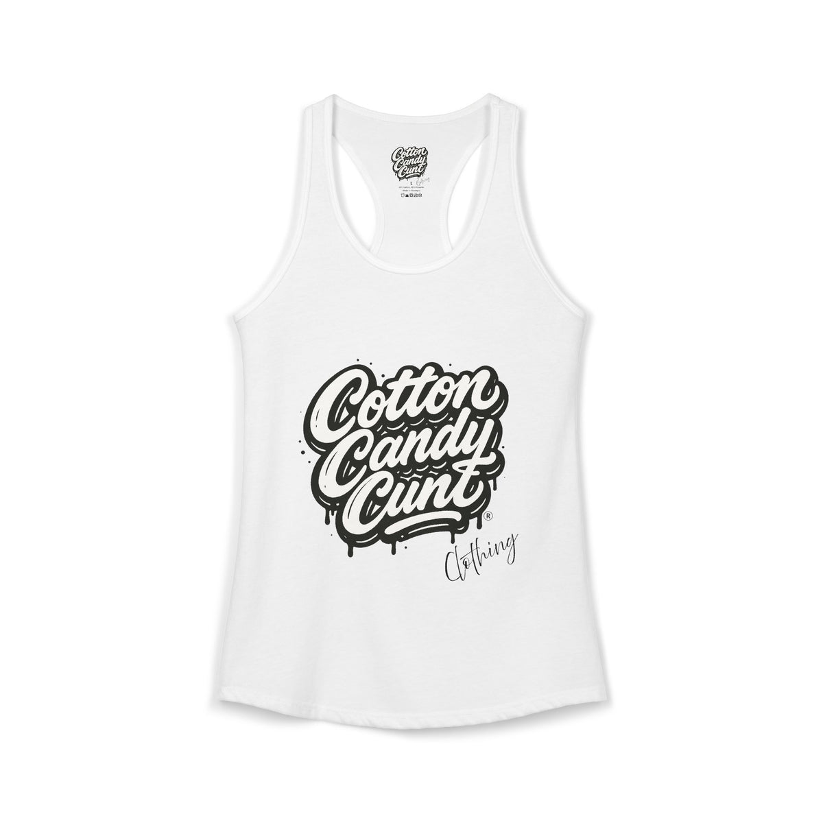 Cotton Candy Cunt Women's White Racerback Tank - Design 6