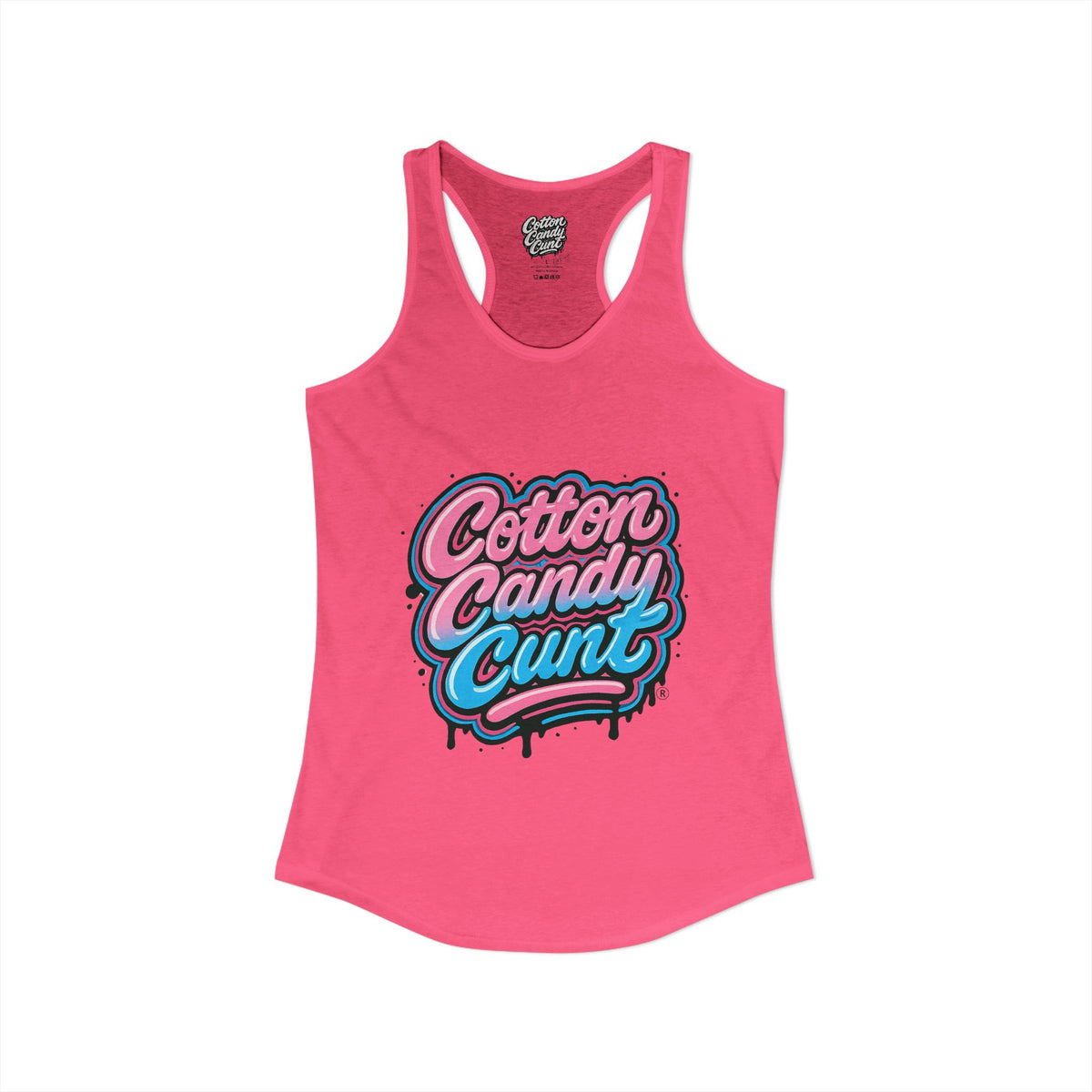 Cotton Candy Cunt Women's Hot Pink Racerback Tank — Design 6