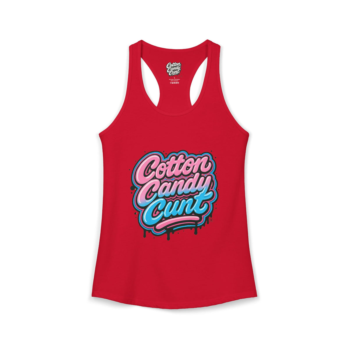 Cotton Candy Cunt Women's Hot Pink Racerback Tank — Design 6