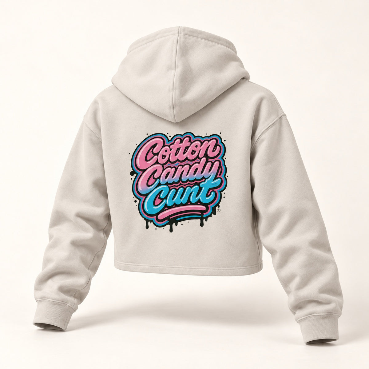 Cotton Candy Cunt Women's Cropped Hoodie — Chest Logo