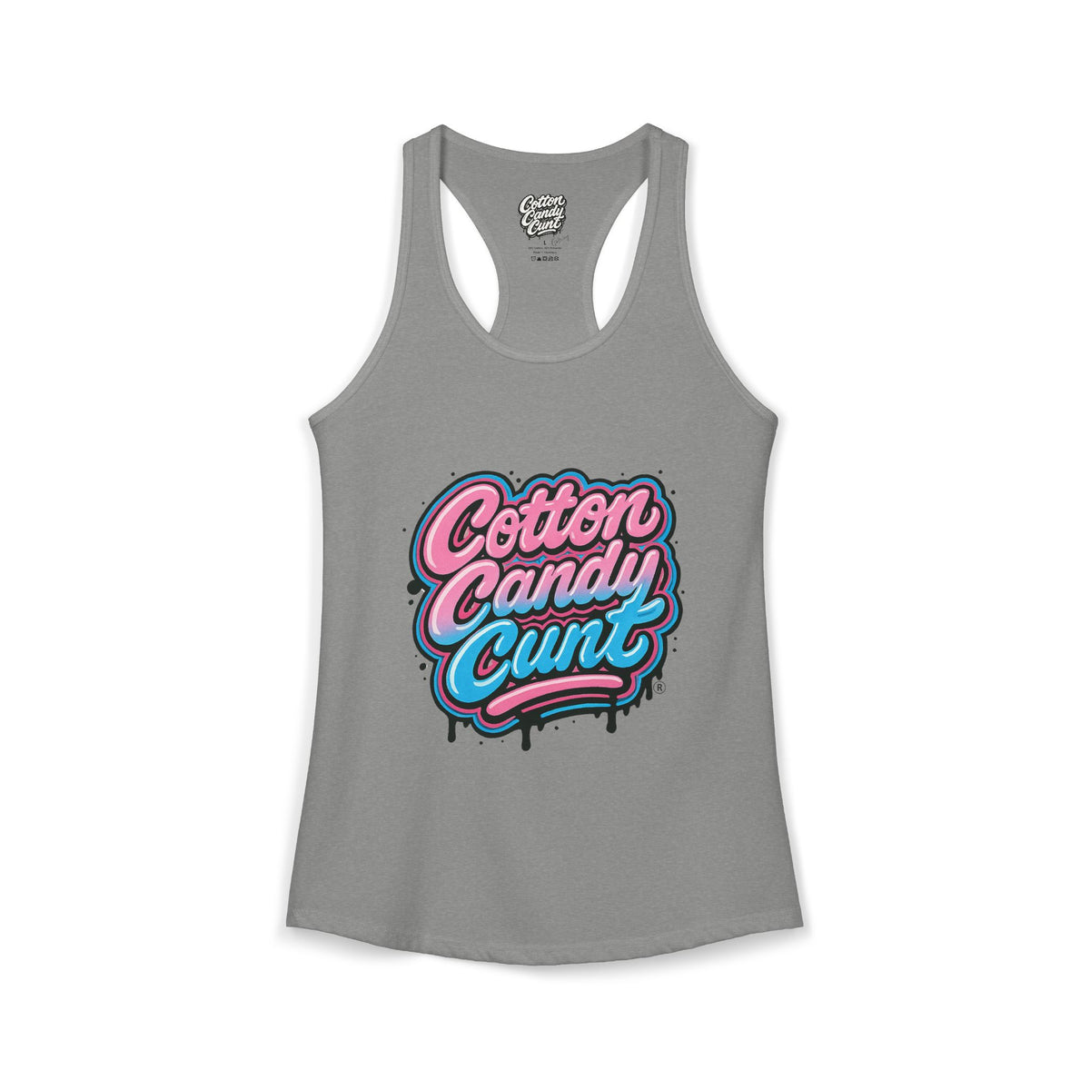 Cotton Candy Cunt Women's Hot Pink Racerback Tank — Design 6
