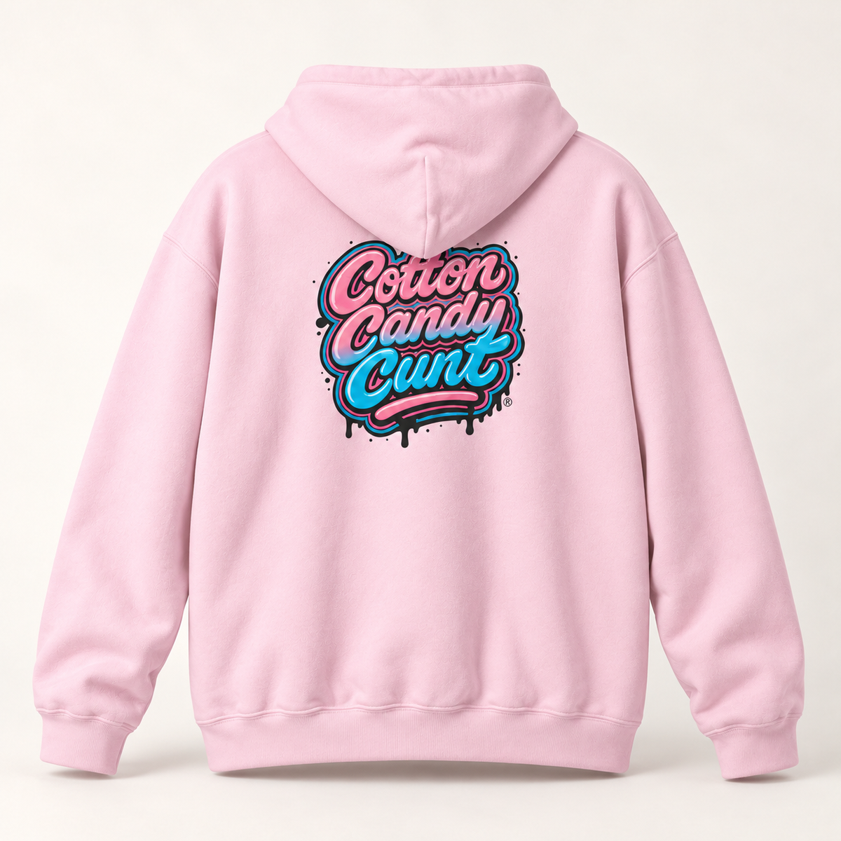 Cotton Candy Cunt Light Pink Centered-Logo Hoodie — Design 6