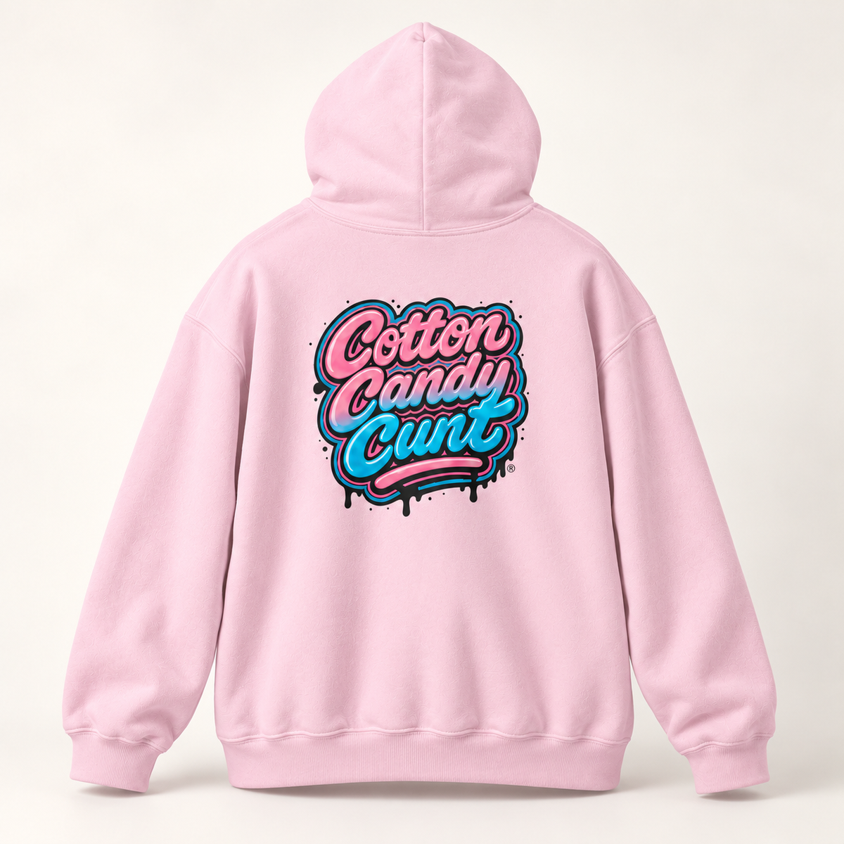 Cotton Candy Cunt Light Pink Centered-Logo Hoodie — Design 6