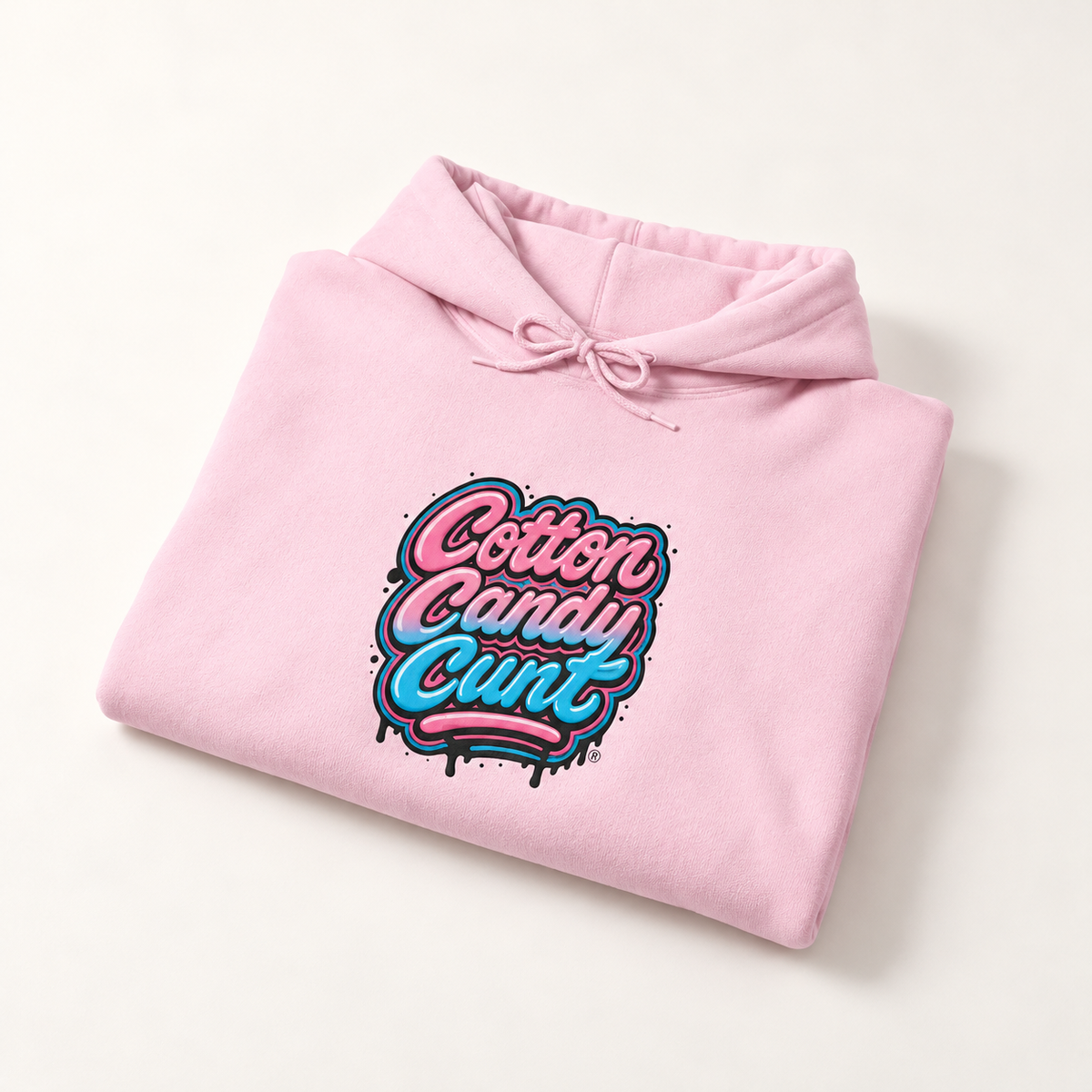 Cotton Candy Cunt Light Pink Centered-Logo Hoodie — Design 6