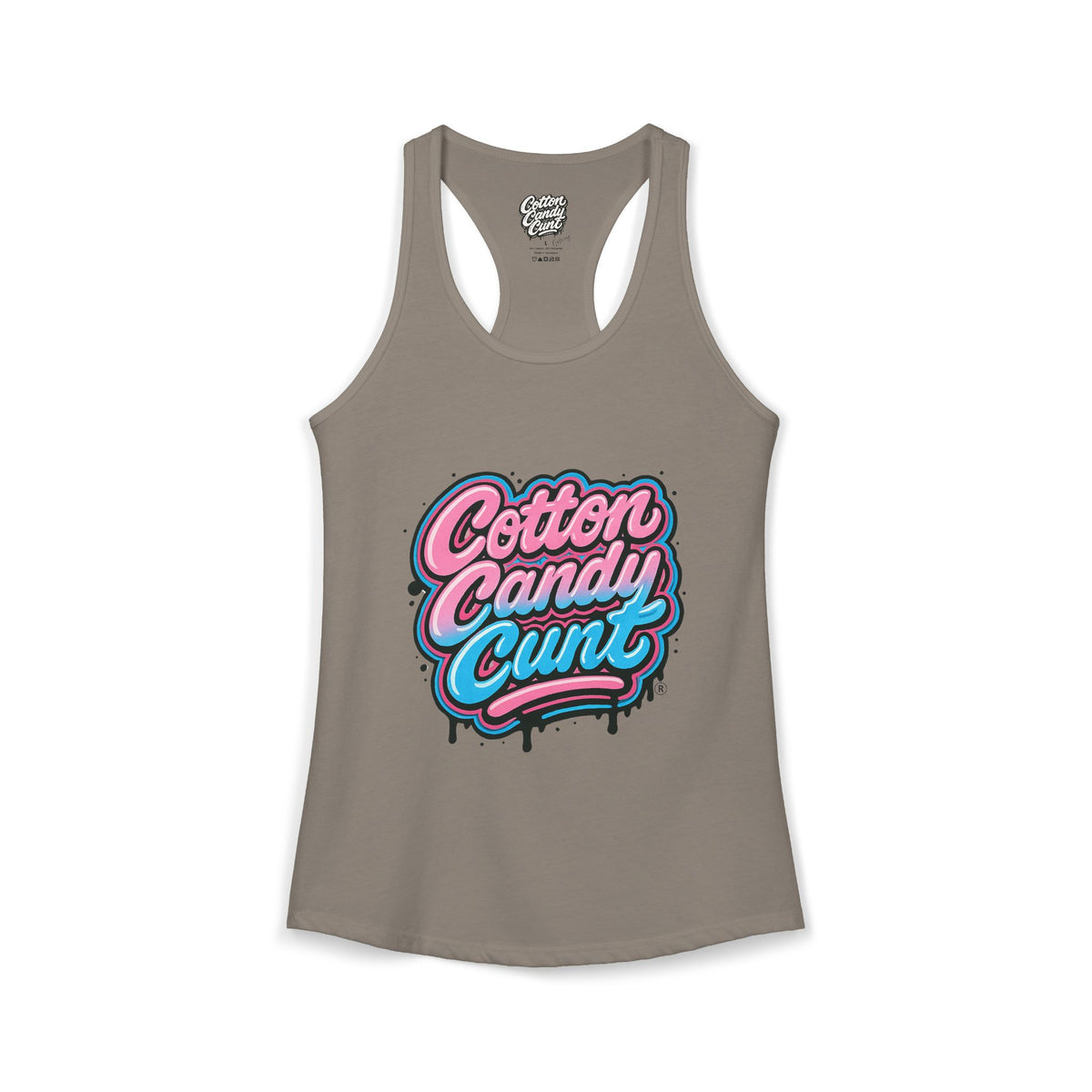 Cotton Candy Cunt Women's Hot Pink Racerback Tank — Design 6