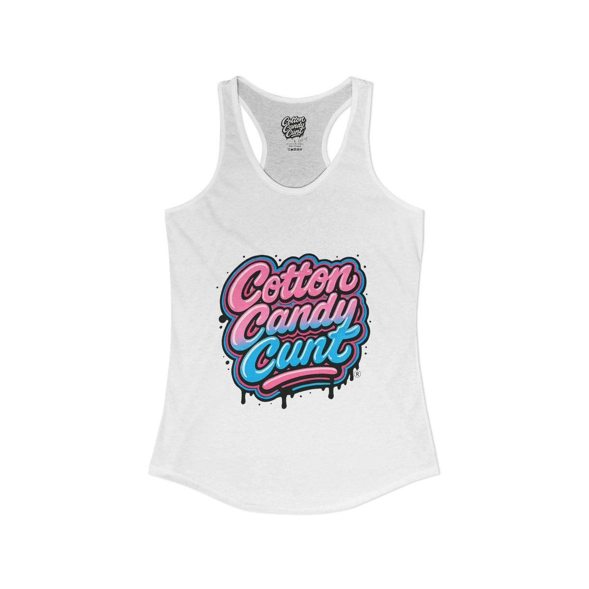 Cotton Candy Cunt Women's Hot Pink Racerback Tank — Design 6