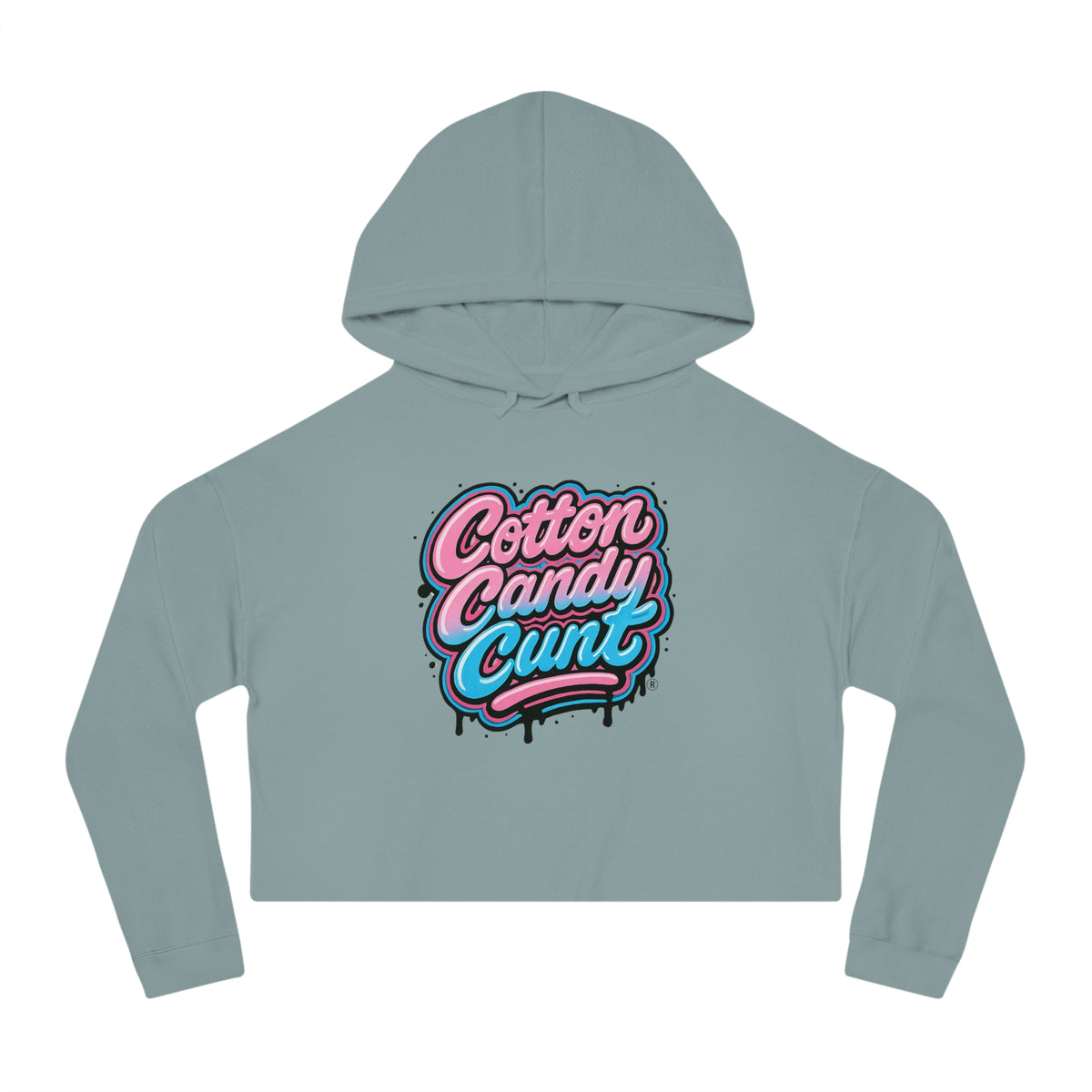 Cotton Candy Cunt Women's Blush Pink Cropped Hoodie - Centered Logo