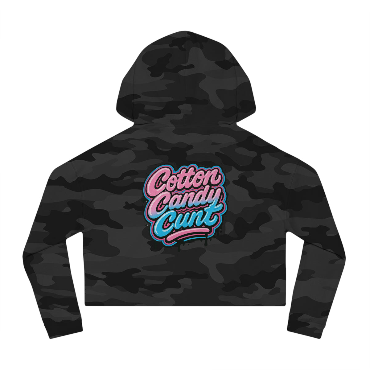 Cotton Candy Cunt Women's Cropped Hoodie — Chest Logo