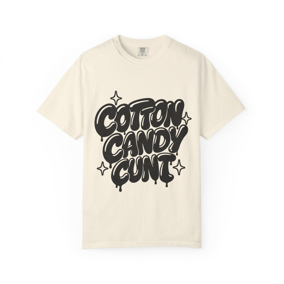 Cotton Candy Cunt Vintage-Ivory Garment-Dyed Tee — Monochrome Design 6