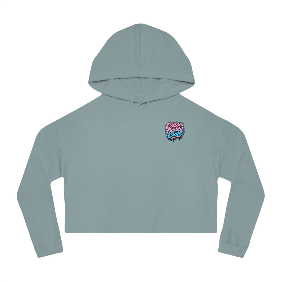 Cotton Candy Cunt Women's Cropped Hoodie — Chest Logo