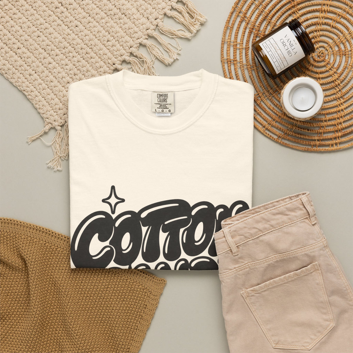 Cotton Candy Cunt Vintage-Ivory Garment-Dyed Tee — Monochrome Design 6