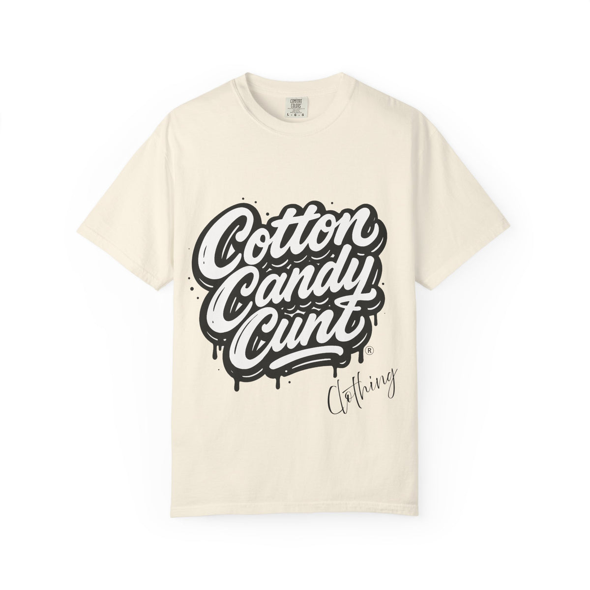 Cotton Candy Cunt Vintage-White Monochrome Tee - Ivory