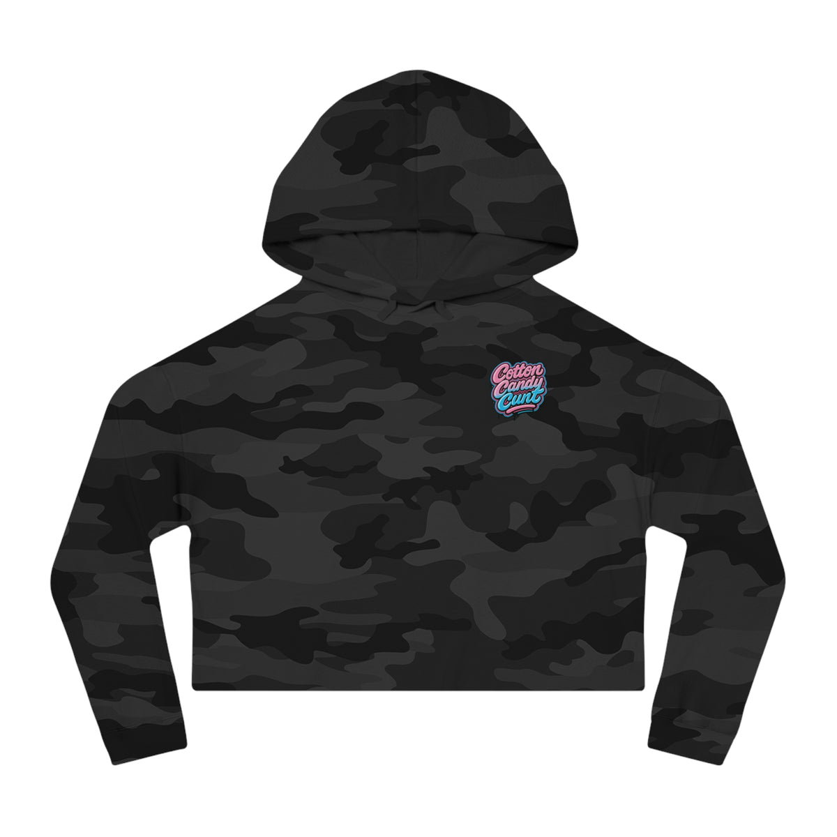Cotton Candy Cunt Women's Cropped Hoodie — Chest Logo