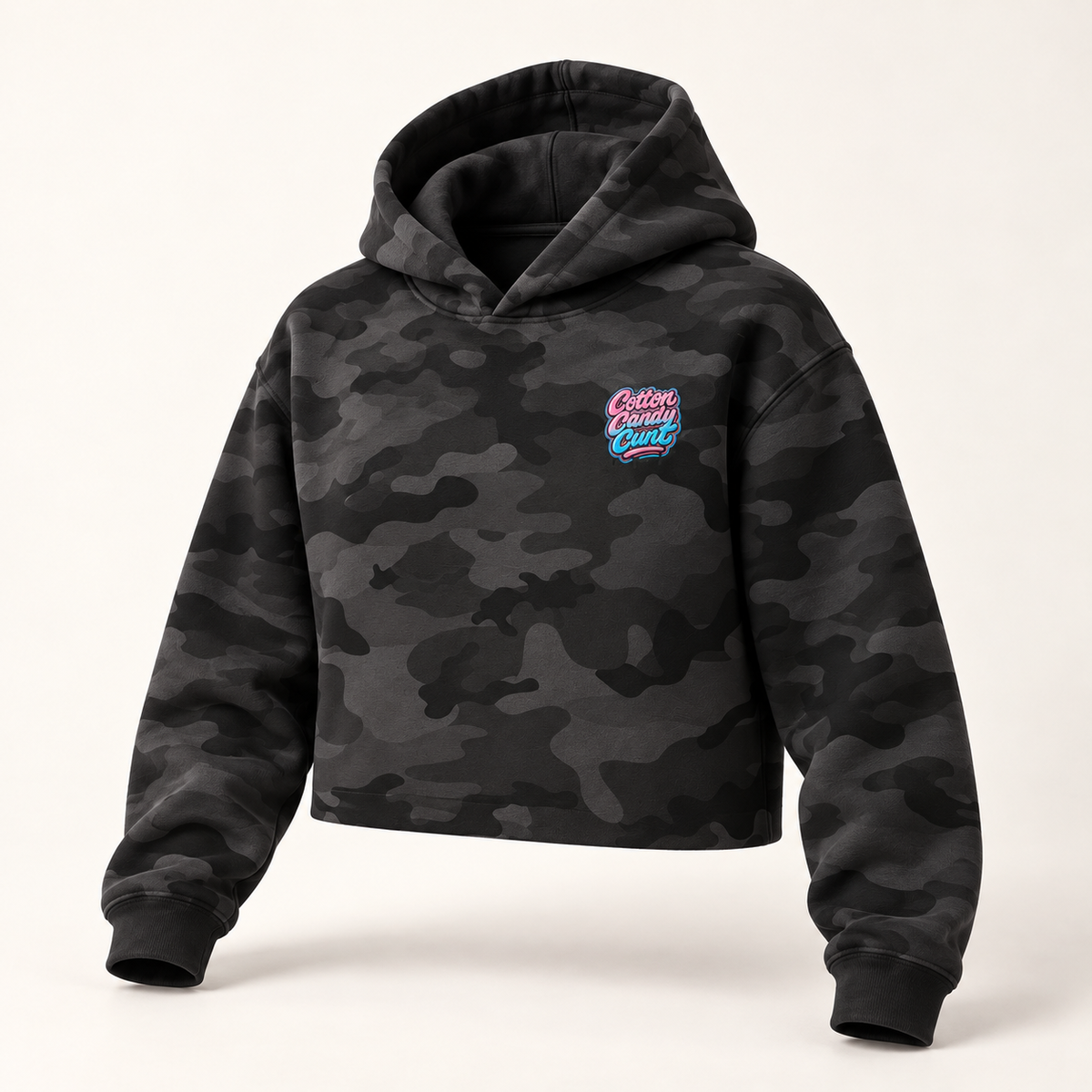 Cotton Candy Cunt Women's Cropped Hoodie — Chest Logo