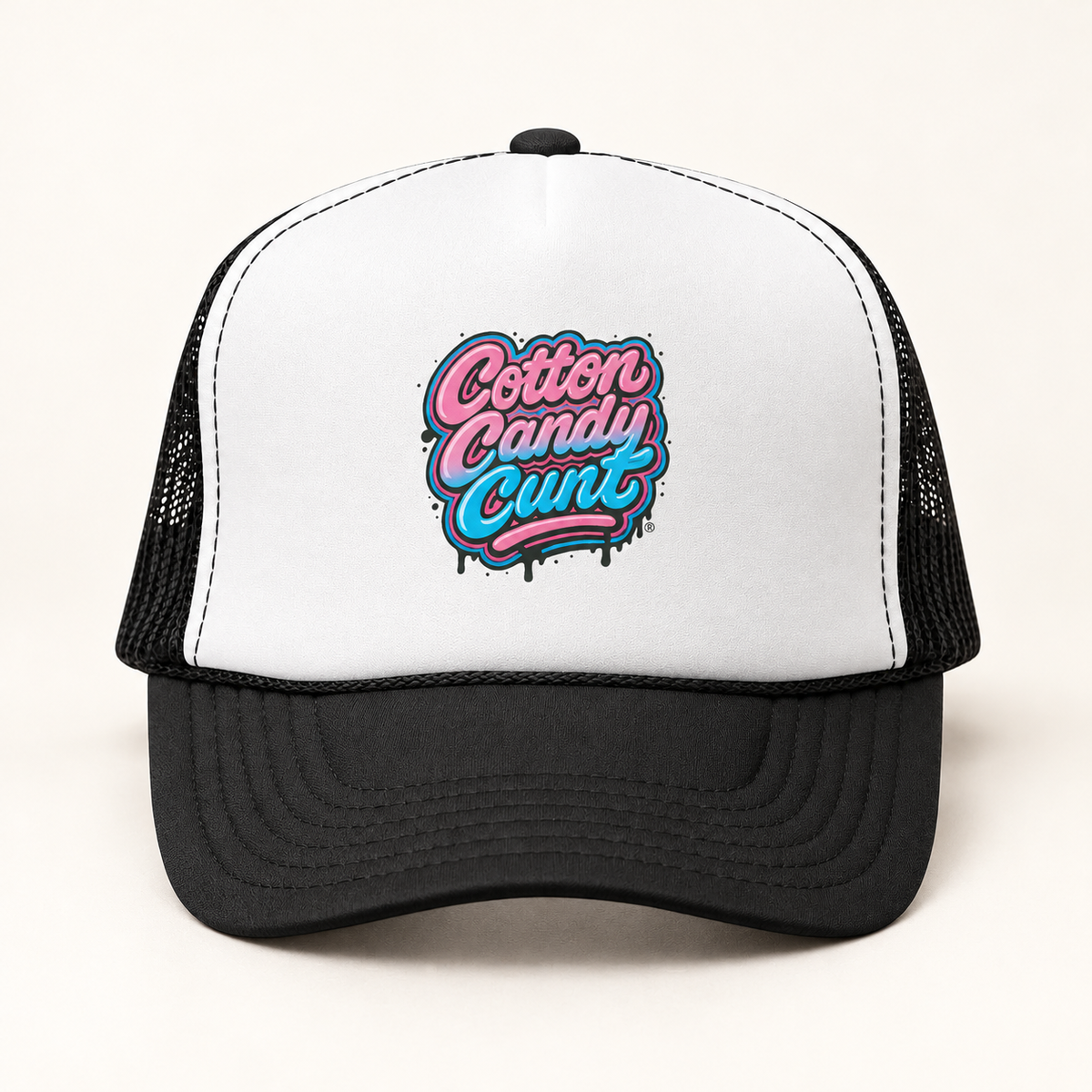 Cotton Candy Cunt Trucker Cap — Full-Color Logo