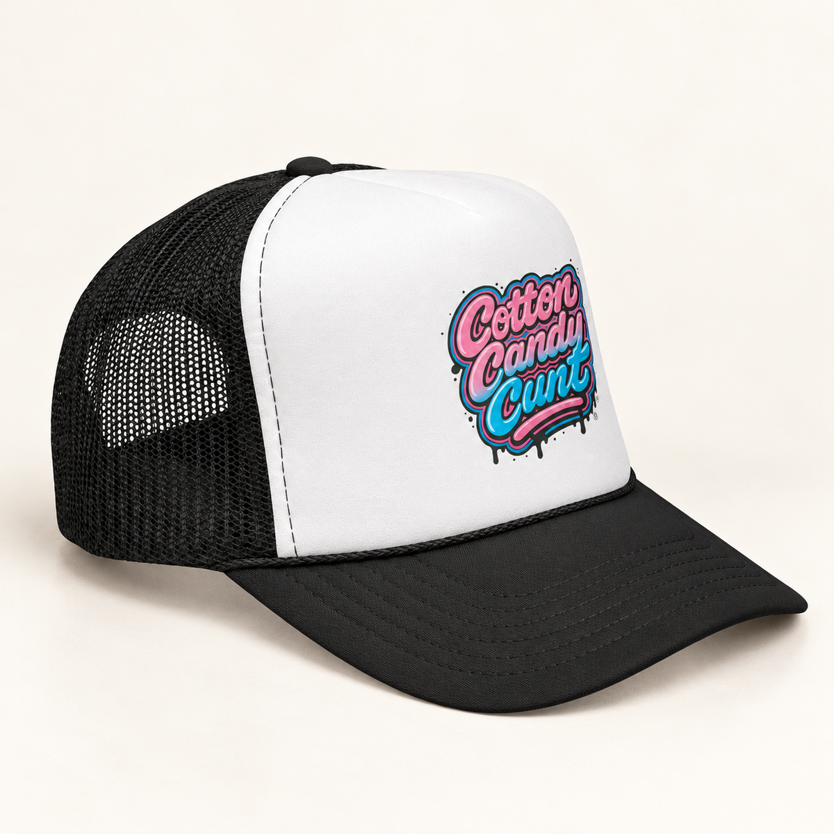 Cotton Candy Cunt Trucker Cap — Full-Color Logo