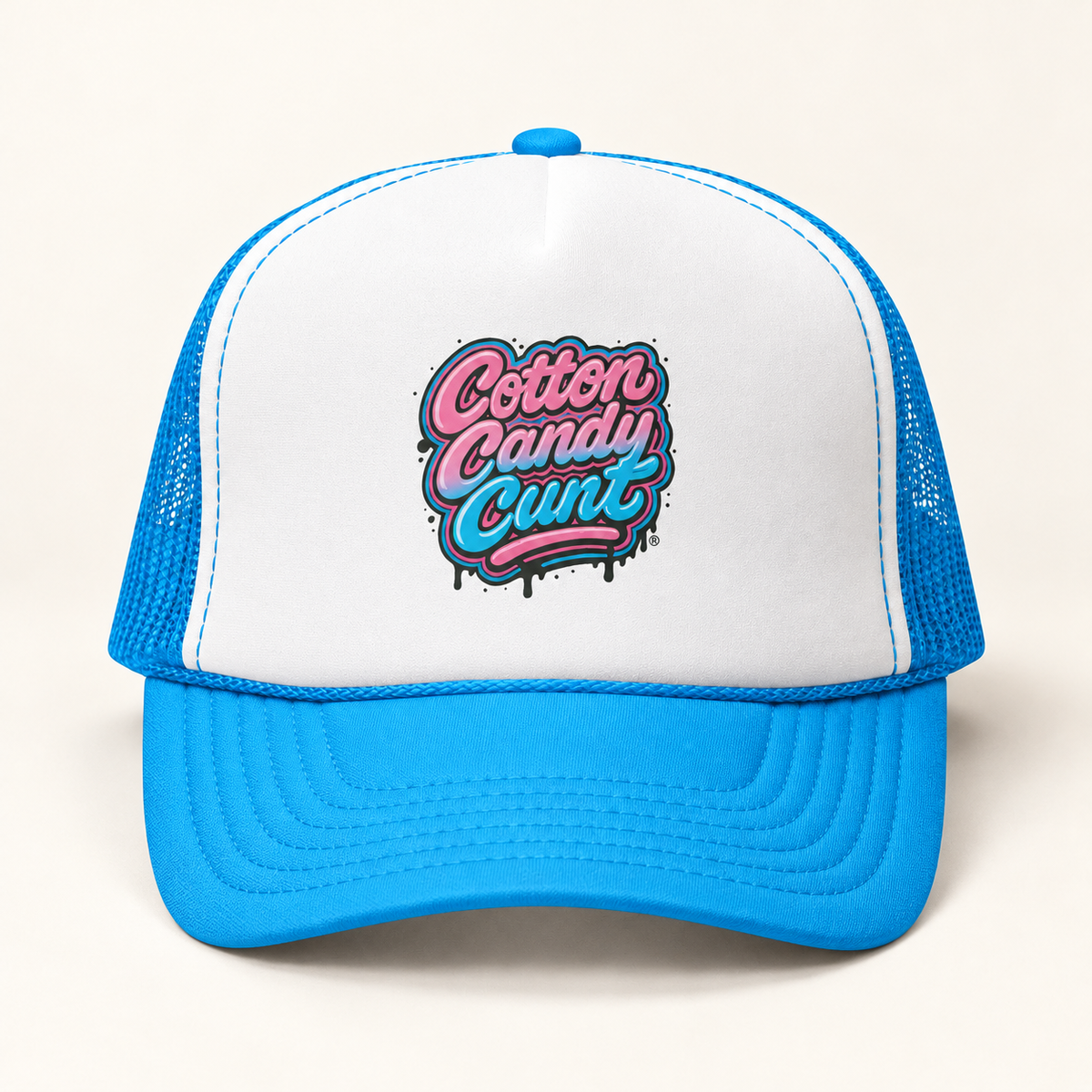 Cotton Candy Cunt Trucker Cap — Full-Color Logo
