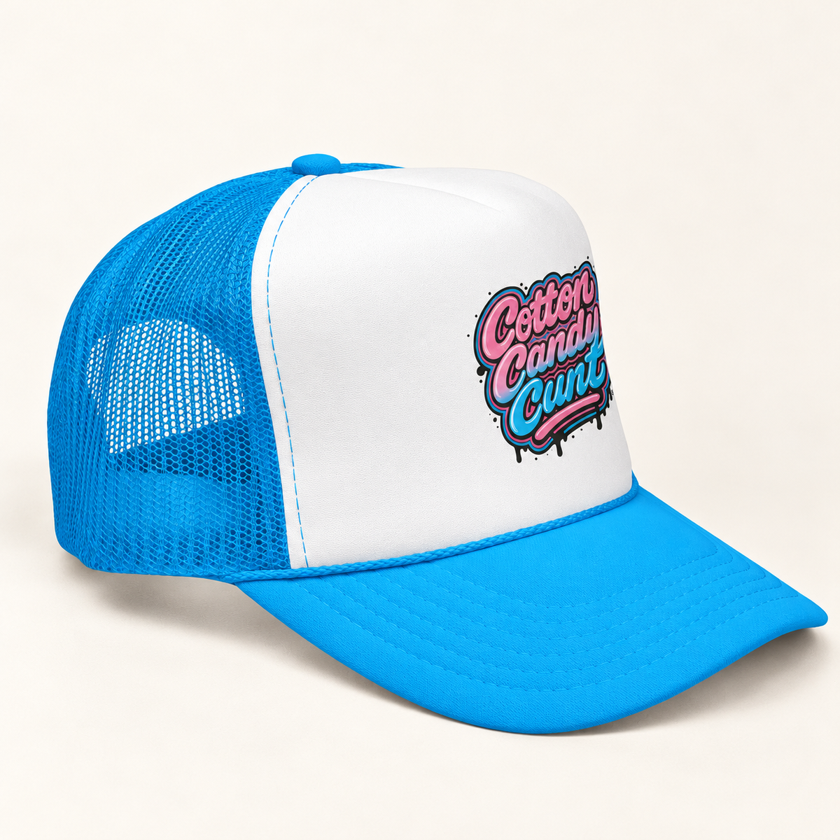 Cotton Candy Cunt Trucker Cap — Full-Color Logo