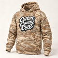 Cotton Candy Cunt Pink & Desert Camo Pullover Hoodie — Black & White Logo