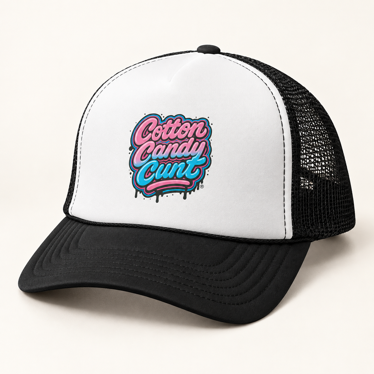 Cotton Candy Cunt Trucker Cap — Full-Color Logo