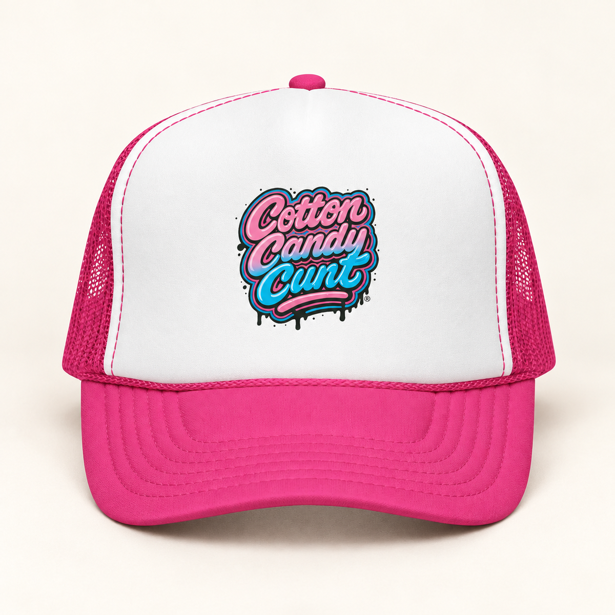 Cotton Candy Cunt Trucker Cap — Full-Color Logo