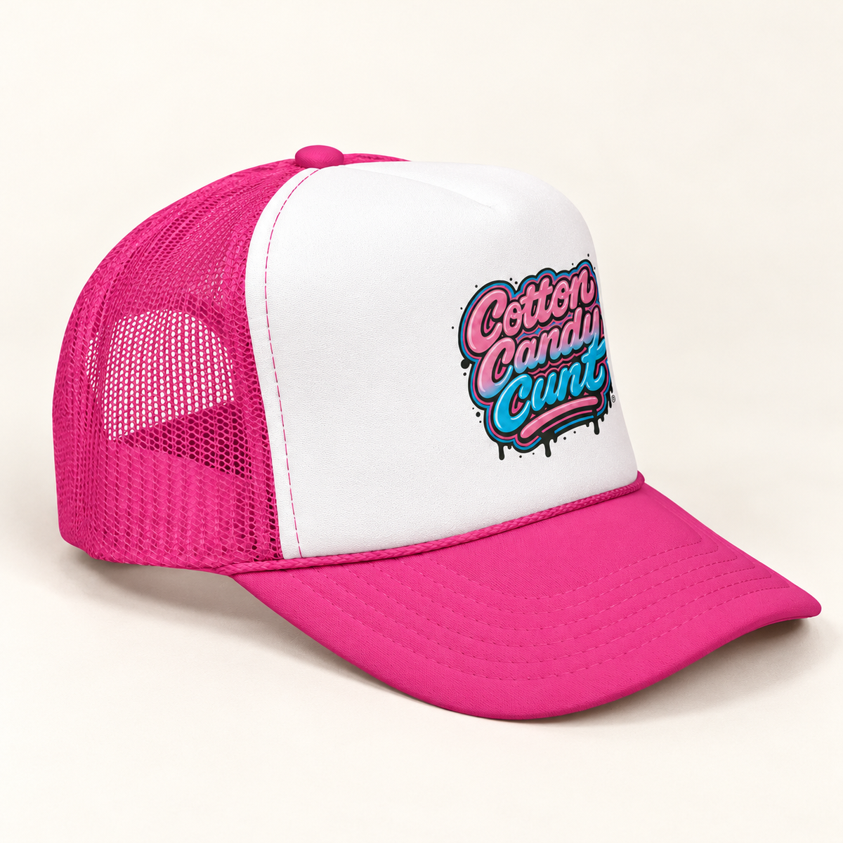 Cotton Candy Cunt Trucker Cap — Full-Color Logo