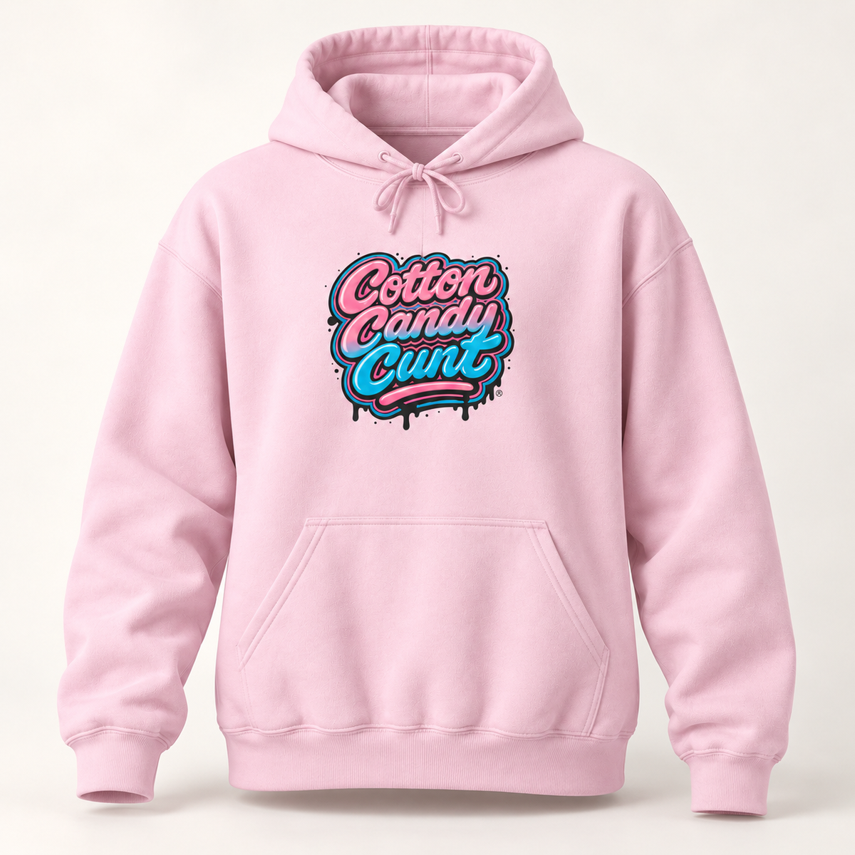 Cotton Candy Cunt Light Pink Centered-Logo Hoodie — Design 6