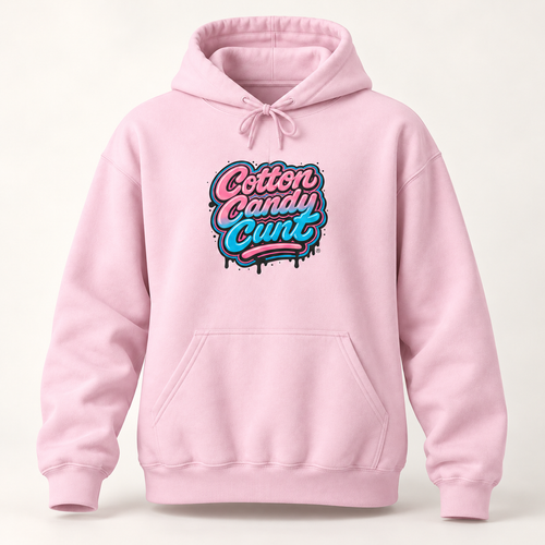 Cotton Candy Cunt Light Pink Centered-Logo Hoodie — Design 6