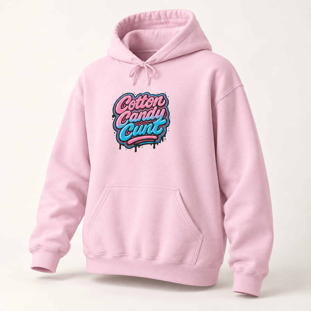 Cotton Candy Cunt Light Pink Centered-Logo Hoodie — Design 6