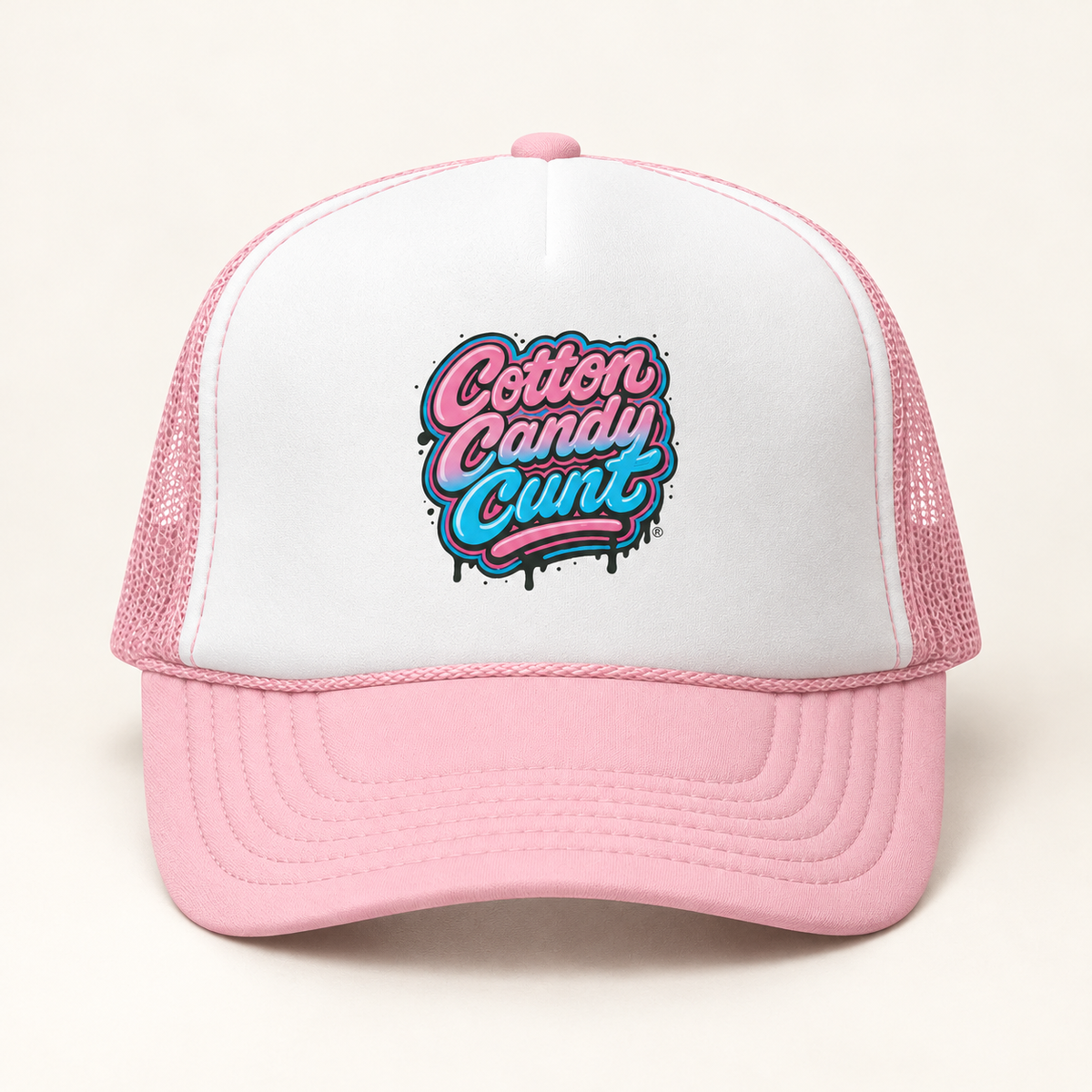 Cotton Candy Cunt Trucker Cap — Full-Color Logo
