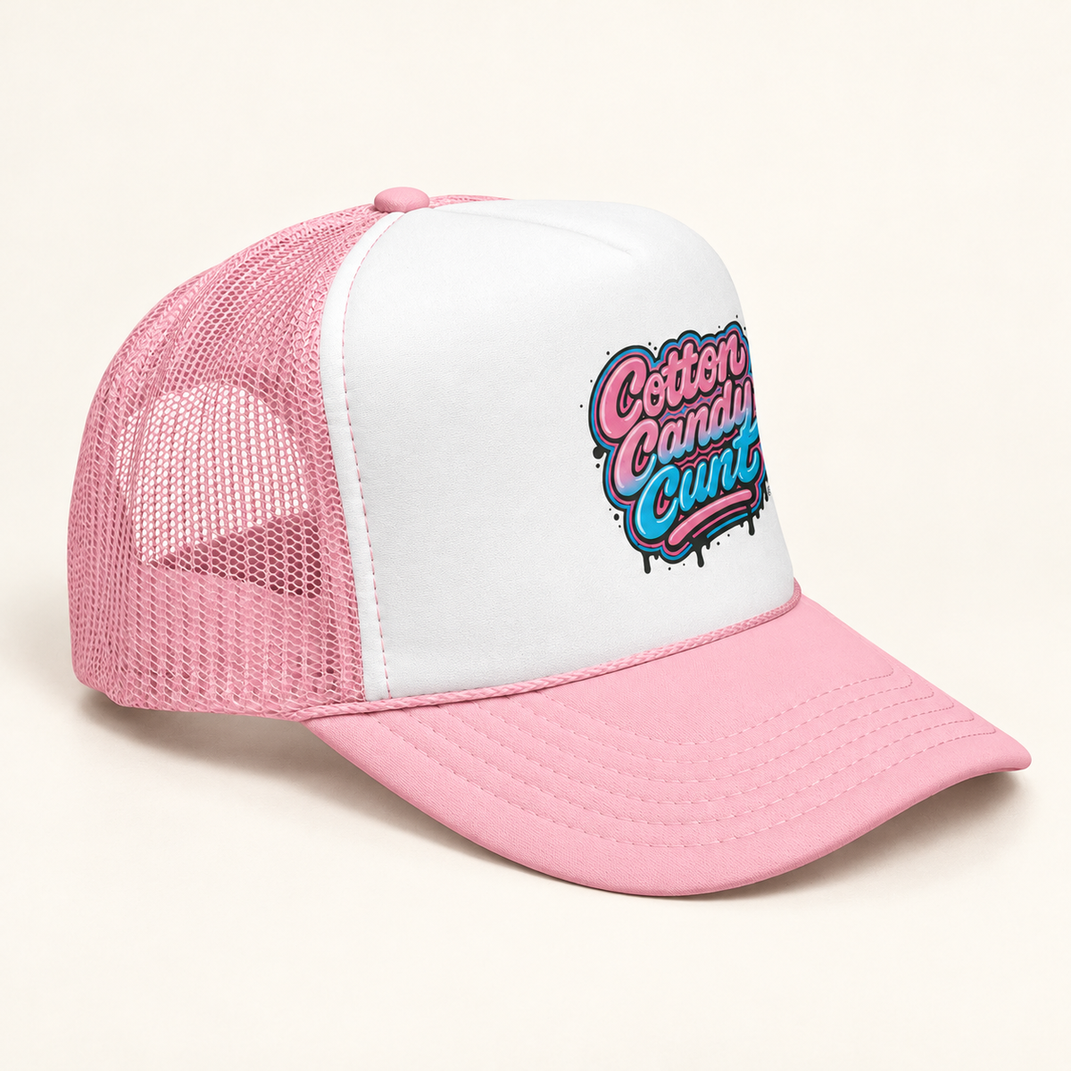 Cotton Candy Cunt Trucker Cap — Full-Color Logo