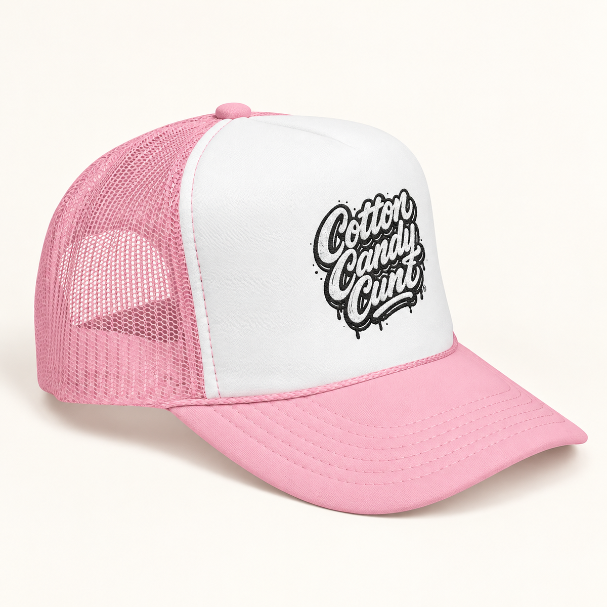 Cotton Candy Cunt Light Pink Trucker Hat — Design 6