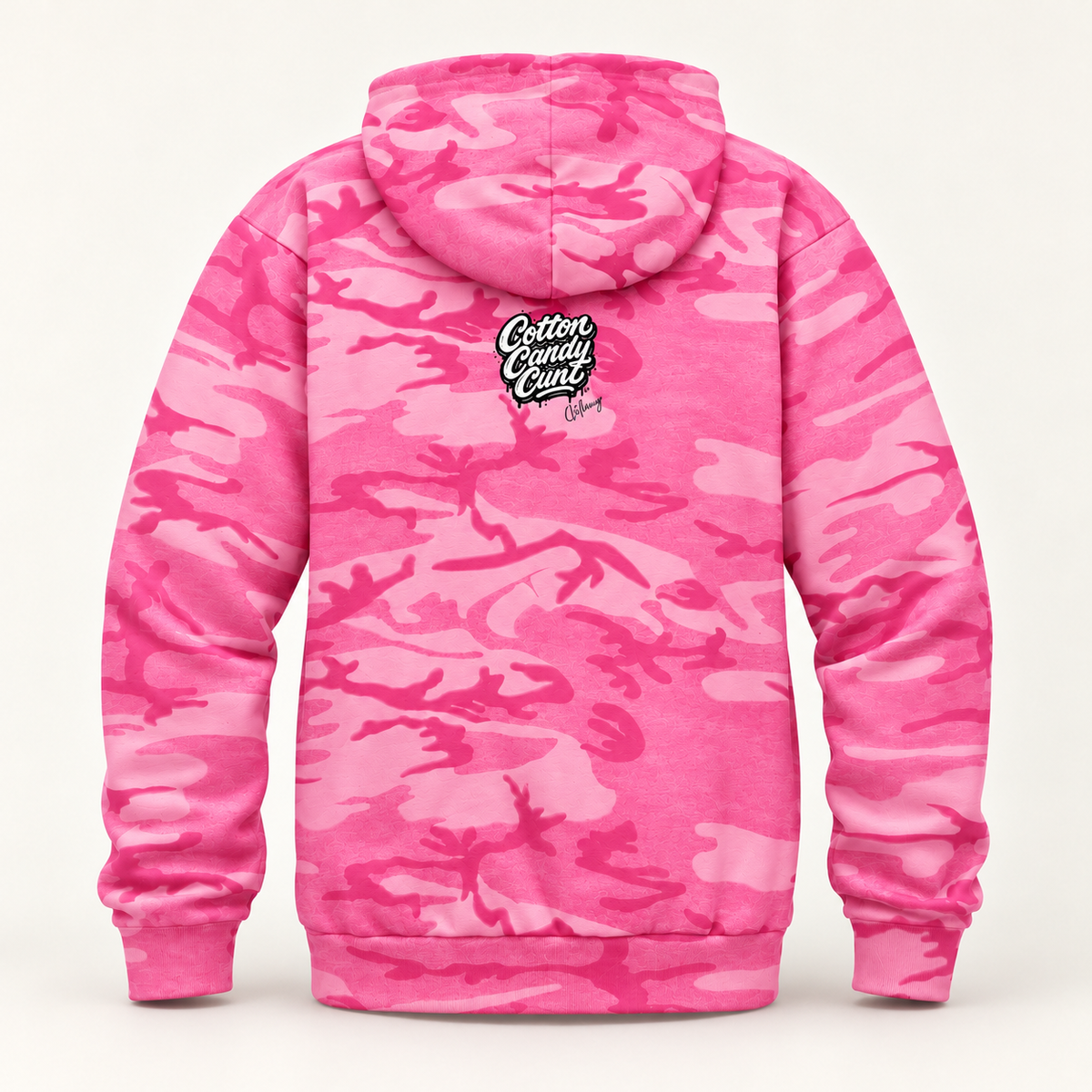 Cotton Candy Cunt Pink & Desert Camo Pullover Hoodie — Design 6