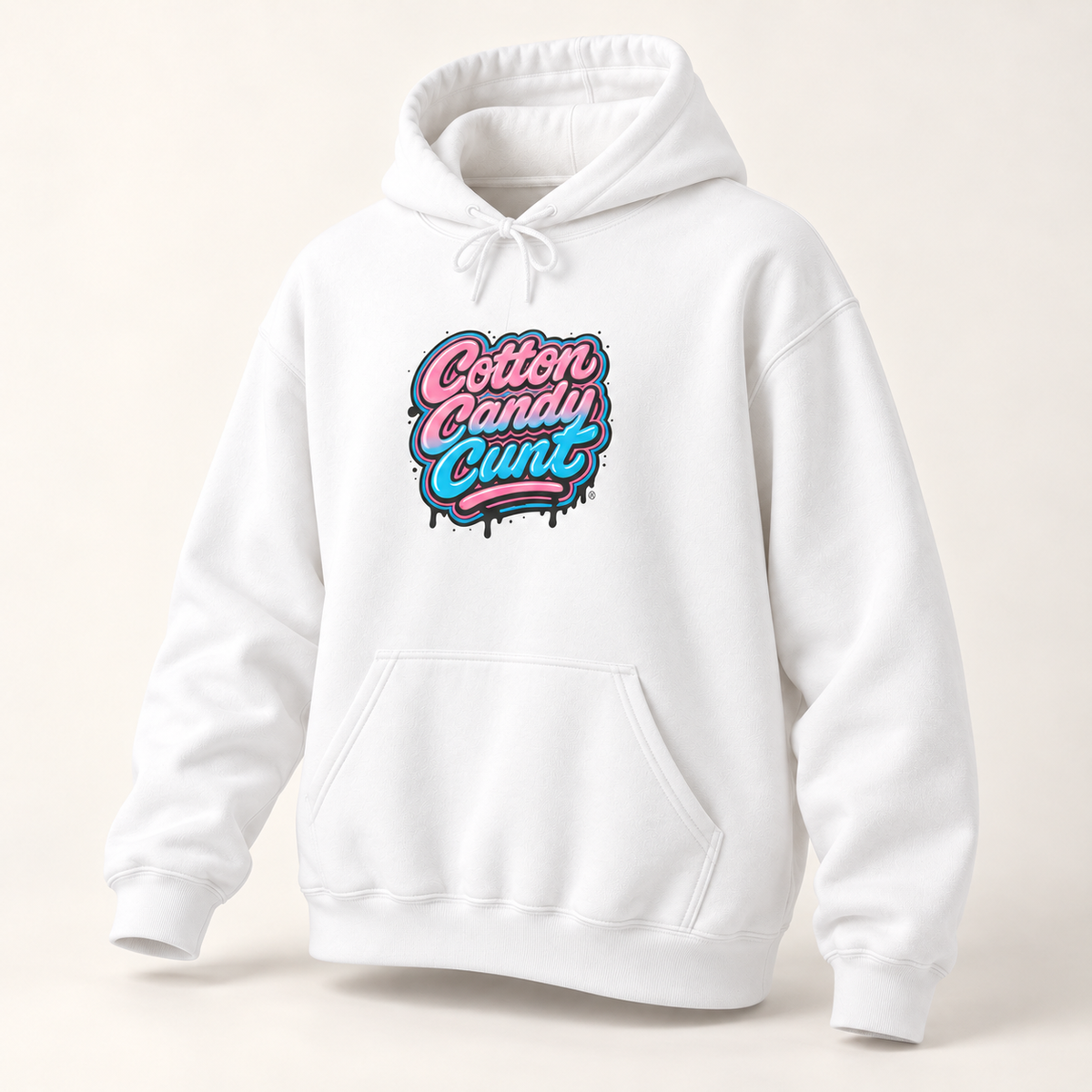 Cotton Candy Cunt White Unisex Hoodie - Design 6
