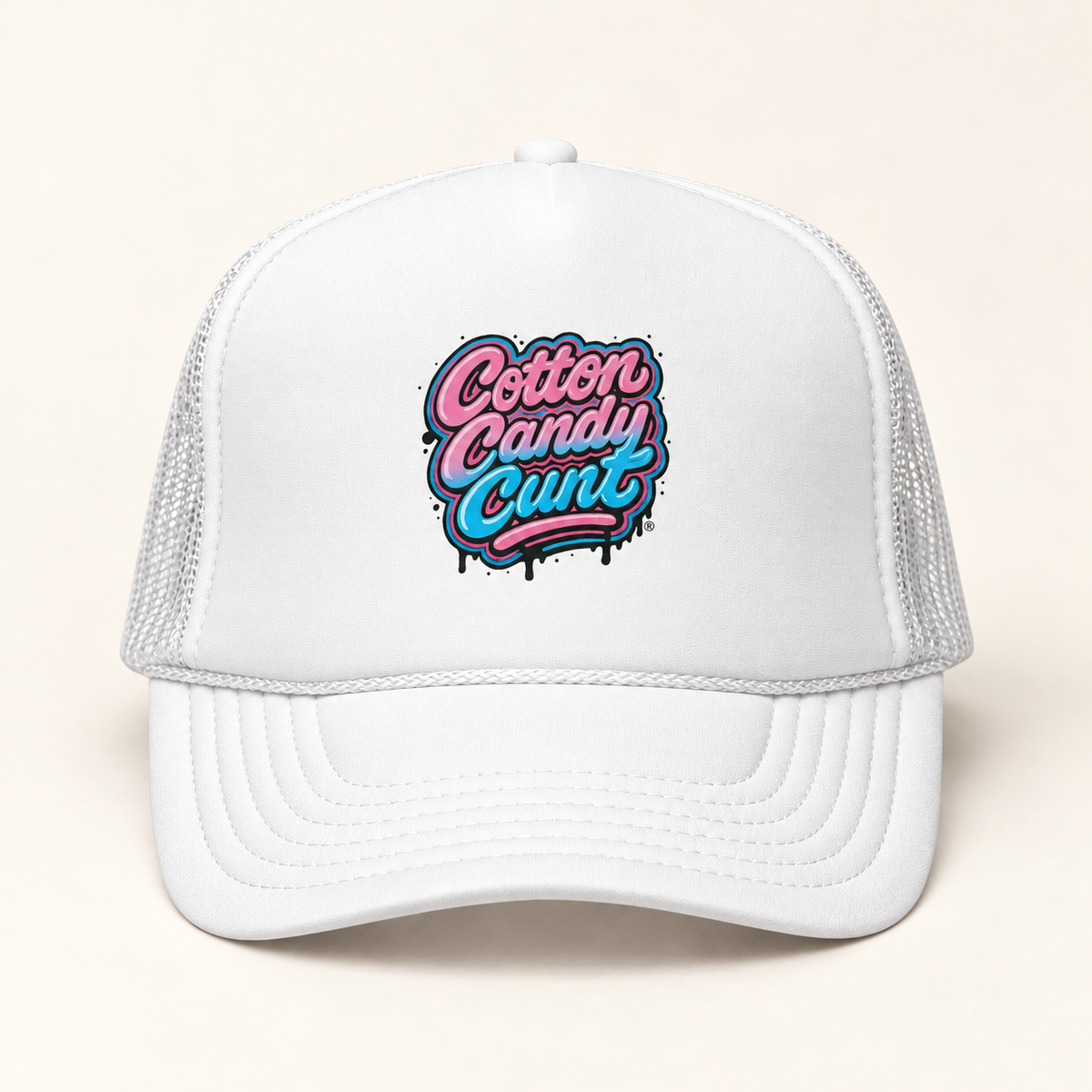 Cotton Candy Cunt Trucker Cap — Full-Color Logo