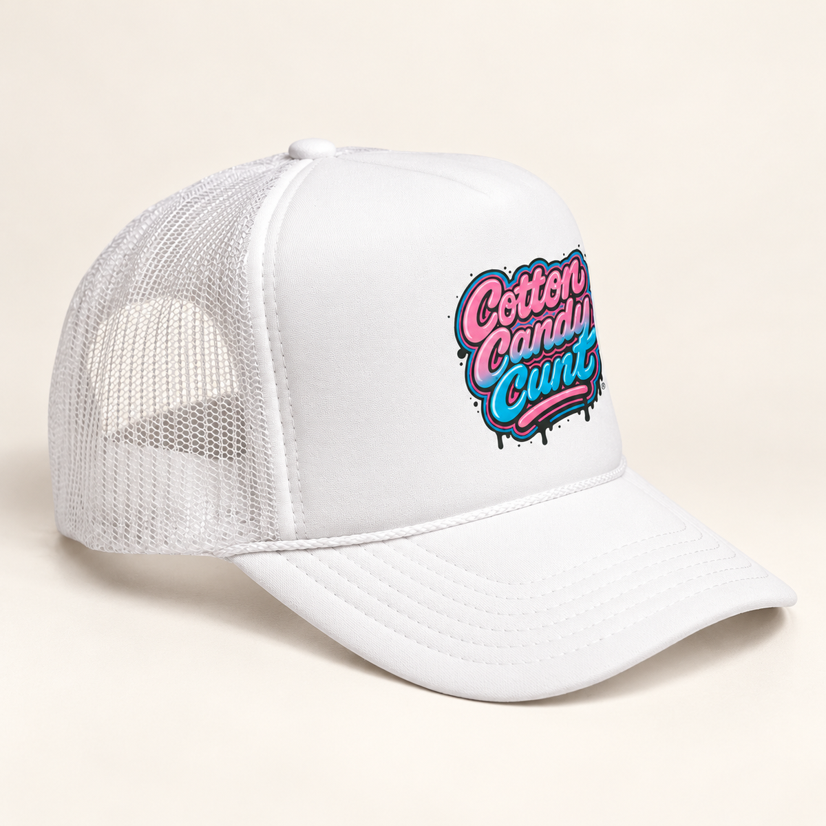Cotton Candy Cunt Trucker Cap — Full-Color Logo