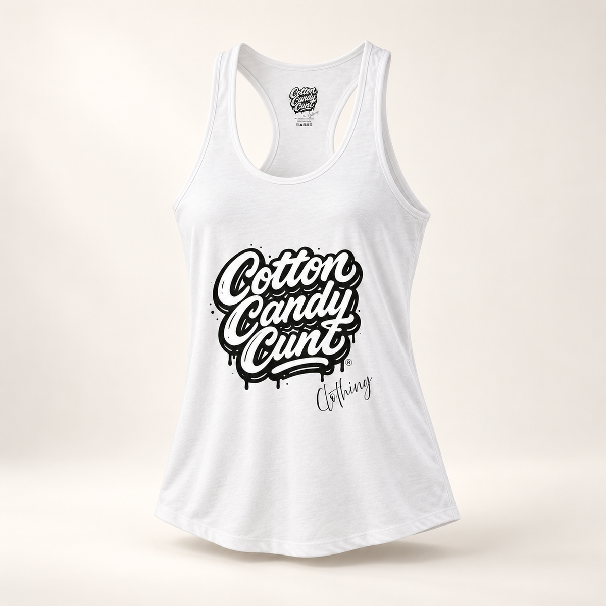 Cotton Candy Cunt Women's White Racerback Tank - Design 6